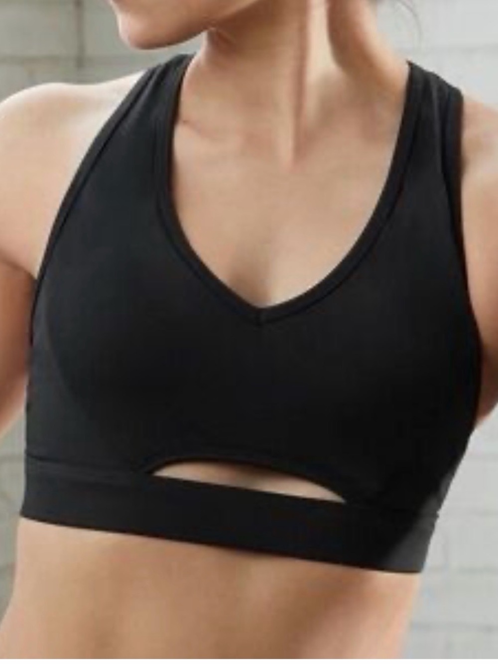 Fabletics Medium Black V-Neck Cutout Sports Bra - Women Intimates & Sleepwear